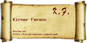 Kirner Ferenc névjegykártya